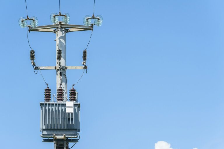 Electric transformer on electric pole
